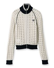 Miu Miu Women's Natural Cotton Zipper Cardigan Cream