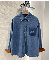 Miumiu Women's Vintage Washed Denim Shirt Blue