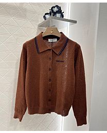 Miumiu Women's Open-knit Cardigan Coffee