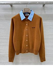 Miu Miu Women's Cashmere Cardigan With Collar Coffee