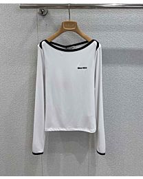 Miu Miu One-Shoulder Logo Top White