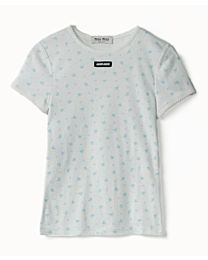 Miu Miu Women's Ribbed Knit T-Shirt Cream