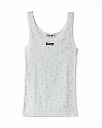 Miu Miu Women's Ribbed Jersey Tank Top Cream