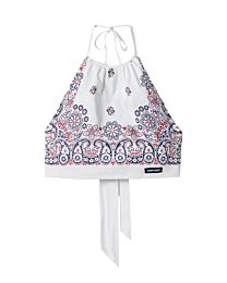 Miumiu Women's Printed Poplin Halter Top Red