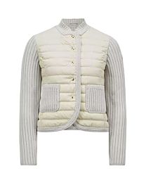 Moncler Women's Knitted Splicing Goose Down Jacket Cream
