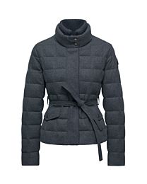 Moncler Women's Knitted Turtleneck Belt Down Jacket Gray