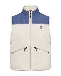 Moncler Women's Grenoble Teddy Chambray Vest Cream