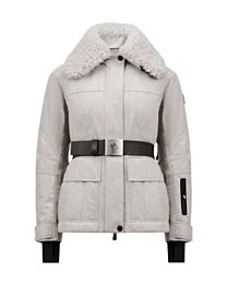 Moncler Women's Grenoble Calvin Klein Puffer Coat With Knit Sleeves Gray