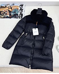 Moncler Women's Fur-Trimmed Down Jacket Black