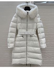 Moncler Women's Boedic Hooded Shearling-Trimmed Long Down Jacket