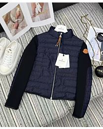 Moncler Women's Knitted Padded Jacket Dark Blue