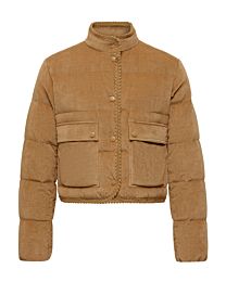 Moncler Women's Essarts Braided Trim Corduroy Cropped Down Jacket 