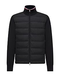 Moncle Men's Quilted Cotton Zip-Up Cardigan Black