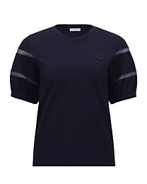 Moncler Women's Silk Trim Cotton T-shirt Black