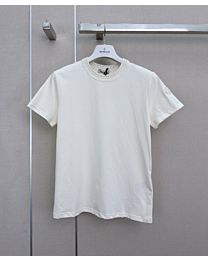 Moncler Women's Cotton T-Shirt With A Crochet Neckline White