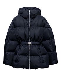 Prada Women's Belted Re-Nylon Puffer Jacket Black