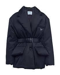 Prada Women's Recycled Nylon Waisted Down Jacket Black