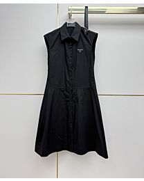 Prada Women's Faille Sleeveless Dress Black