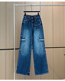 Prada Women's Pocket Decoration Jeans Blue