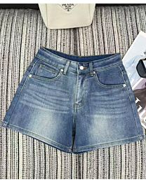 Prada Women's High-Waisted Denim Shorts Blue