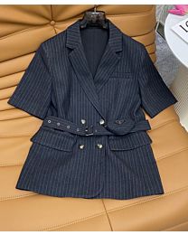 Prada Striped Shirt Dress Black
