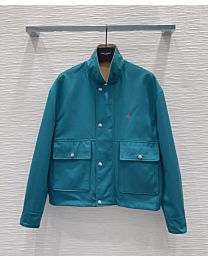 Saint Laurent Women's Cassandre Reversible Work Jacket Blue