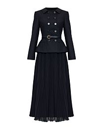 Saint Laurent Women's Black Wool Crepe Midi Dress Black