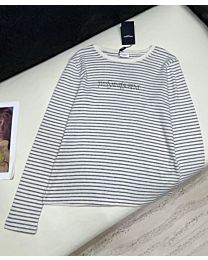 Saint Laurent Women's Pinstriped Long-Sleeve Top Cream