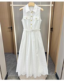 Self-Portrait Women's Embroidered Waist Dress White