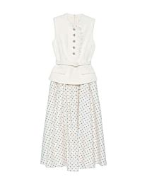 Self-Portrait Women's Polka-Dot Belted Midi Dress White