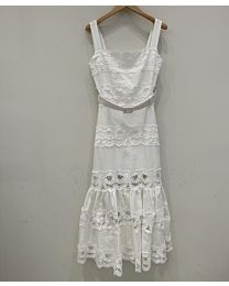 Self-Portrait Lace-Trimmed Dress White