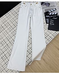 Versace Women's Bootcut Jeans With Metal Chain White