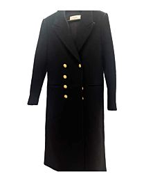 Valentino Women's Gold Double-Breasted Wool Coat Black