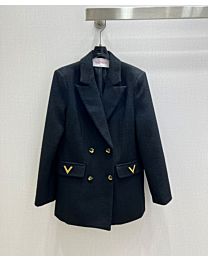 Valentino Women's Tweed Double-Breasted Suit Jackettweed Double-Breasted Suit Jacket Black