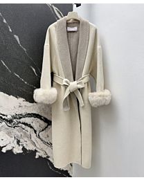 Valentino Women's Cashmere Coat Double-Sided Woolen Jacket Women Removable Cream