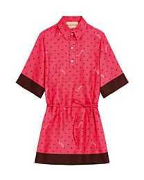 Valentino Women's Stelline Firma Starry Twill Shirt Dress Red