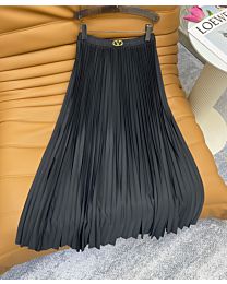 Valentino Pleated Denim Maxi Skirt Black