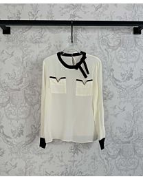 Valentino Women's Silk Contrast Shirt Cream