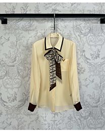 Valentino Women's Silk Contrast Shirt Cream