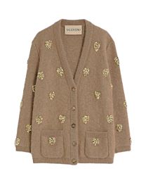 Valentino Women's Garavani Heart Embellished Cardigan Aprciot