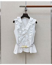 Valentino Women's Ruffled Sleeveless Top White