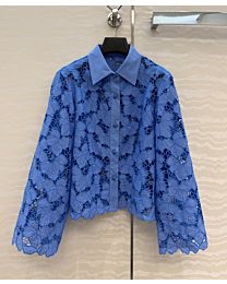 Zimmermann Women's Embroidered Floral Shirt Blue