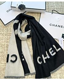 Chanel Color-block cashmere shawl