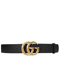 Gucci Leather belt with double G buckle Black