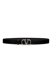 Valentino Vlogo Signature Calfskin Belt Black