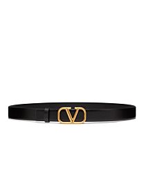 Valentino Vlogo Signature Calfskin Belt Black