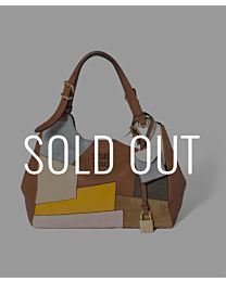 Miu Miu Patchwork Leather Handbag 5BA304 Coffee