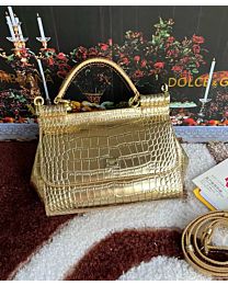 Not for sale: Dolce & Gabbana Sicily Bag in Foiled Crocodile-print Leather Golden