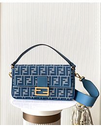 Not for sale: Fendi Baguette Denim-effect FF Jacquard Bag Blue