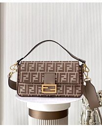 Not for sale: Fendi Baguette Denim-effect FF Jacquard Bag Khaki